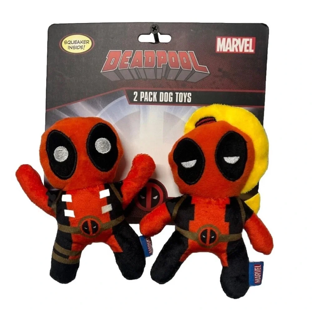 NEW Dog Toys -2 Pack, MARVEL Deadpool, 5” Plush Squeaker Toys, All Dogs HTF RARE